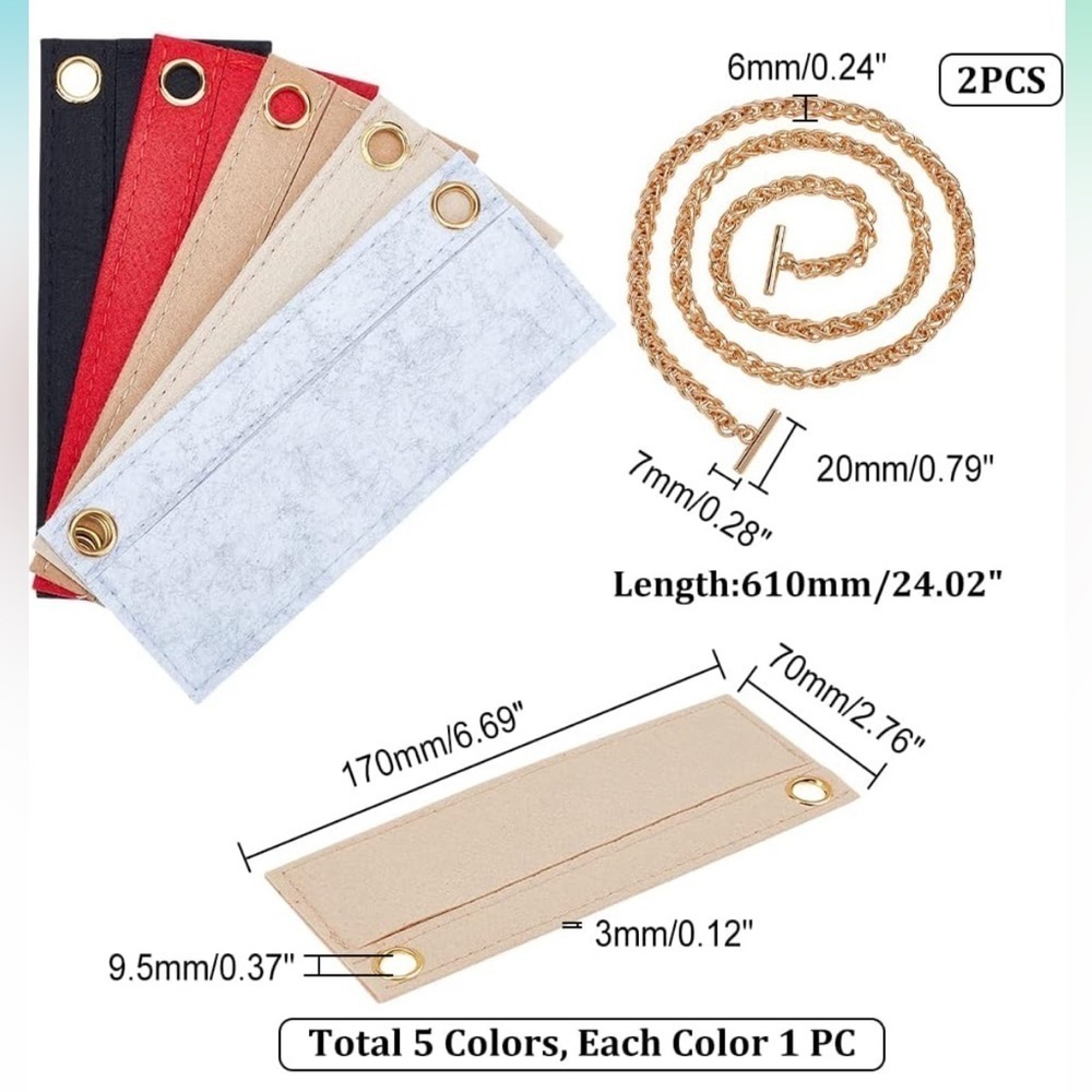 1 piece Felt Wallet Insert Purse Conversion Kit Choose Color - Picture 3 of 5
